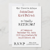 Invitation Antique Classic Car Retirement (Dos)