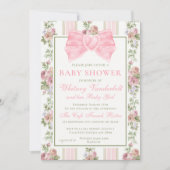 Invitation Antique Coquette Bow Floral Baby shower victorien (Devant)