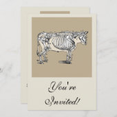 Invitation Antique Cow Skeleton Bones (Devant / Derrière)
