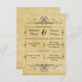 Invitation Antique élaborée - Mariage 3x5/Invitation de récep (Devant / Derrière)