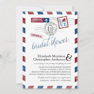 Invitation Antique Fête de l'mariée Airmail