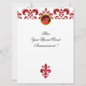 Invitation ANTIQUE FLEUR ROUGE DE LIS Damask Gem Monogramme (Dos)