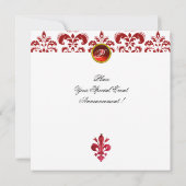 Invitation ANTIQUE FLEUR ROUGE DE LIS Damask Gem Monogramme (Dos)