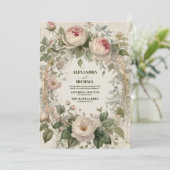Invitation Antique Floral Art Nouveau Mariage (Debout devant)