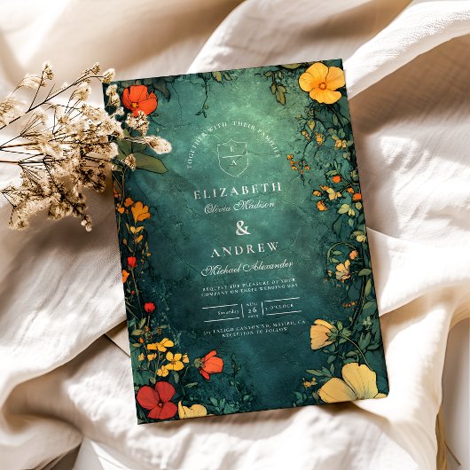 Invitation Antique Floral Art Nouveau Mariage