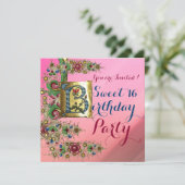 INVITATION ANTIQUE FLORAL OR ROSE SWEET 16 FÊTE D'ANNIVERSAIR (Debout devant)