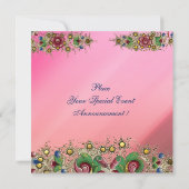 INVITATION ANTIQUE FLORAL OR ROSE SWEET 16 FÊTE D'ANNIVERSAIR (Dos)