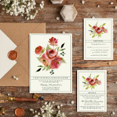 Invitation Antique Floral rose À feuillage persistant Bouquet