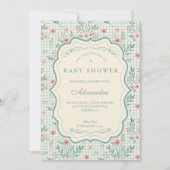 Invitation Antique Floral Scalloped Baby Shower (Devant)