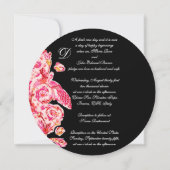 INVITATION ANTIQUE FLORENTIN ROSE NOIR FLORAL MONOGRAMME (Dos)