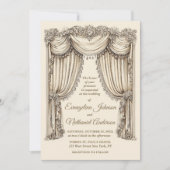 Invitation Antique Gilded Age Ivory Timeless Curtains Wedding (Devant)