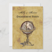 Invitation Antique Globe, Distressed BG V Fiançailles (Devant)
