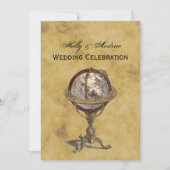 Invitation Antique Globe, Distressed BG V Mariage (Devant)