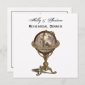 Invitation Antique Globe White BG SQ Répétition Din (Devant / Derrière)