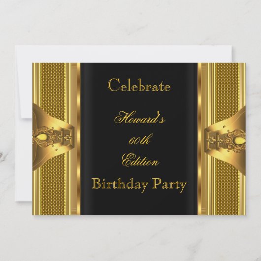 Invitation Antique Gold Black Book 60th Birthday Party 2 (Devant)
