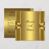 Invitation Antique Gold Book Mens 60th Birthday Man (Devant / Derrière)