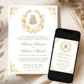 Invitation Antique Gold Crest Blanc Musulman Mariage