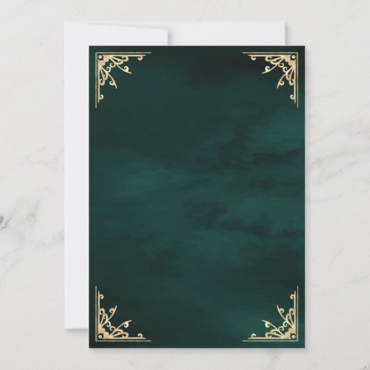 Invitation Antique Gold Crest Emerald Green Mariage musulman (Dos)