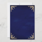 Invitation Antique Gold Crest Royal Blue Musulman Mariage (Dos)