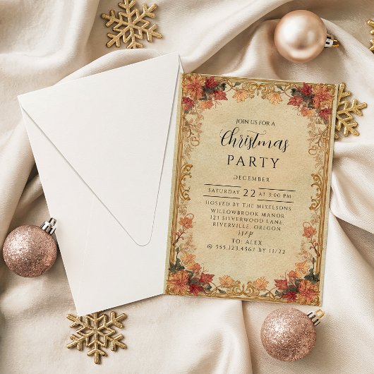Invitation Antique Gold Holiday