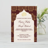 Invitation Antique Gold Mandalas Burgundy Red Islamic Wedding (Debout devant)