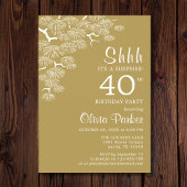 Invitation Antique Gold Pine Branch Surprise 40e anniversaire