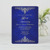 Invitation Antique Gold Victorian Blue Golden Anniversaire (Debout devant)