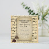 Invitation Antique Gramophone Musique Mariage Thème Invitatio (Debout devant)