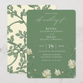 Invitation Antique Green English Ivy Mariage (Devant / Derrière)