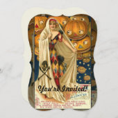 Invitation Antique Halloween Jack-o'-lantern Costume Femme (Devant / Derrière)