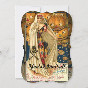 Invitation Antique Halloween Jack-o'-lantern Costume Femme