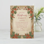 Invitation Antique Holly Berry Christmas (Debout devant)