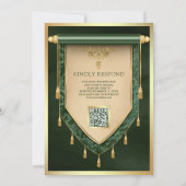 Invitation Antique Hunter Green Gold Scroll Mariage musulman (Dos)