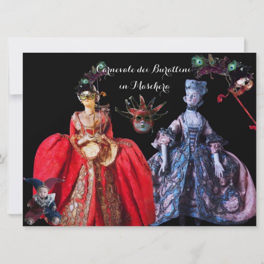 INVITATION ANTIQUE ITALIENNE PUPPETS MASQUERADE COSTUME PARTI (Dos)