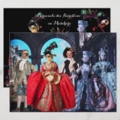 INVITATION ANTIQUE ITALIENNE PUPPETS MASQUERADE COSTUME PARTI (Devant / Derrière)