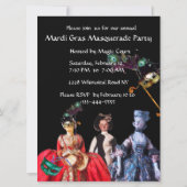 INVITATION ANTIQUE ITALIENNE PUPPETS MASQUERADE COSTUME PARTI (Dos)