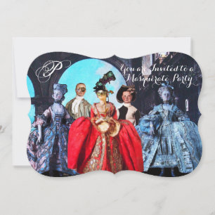 INVITATION ANTIQUE ITALIENNE PUPPETS MASQUERADE COSTUME PARTI