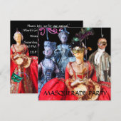 INVITATION ANTIQUE ITALIENNE PUPPETS MASQUERADE COSTUME PARTI (Devant / Derrière)