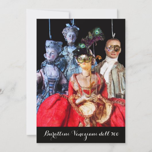 INVITATION ANTIQUE ITALIENNE PUPPETS MASQUERADE COSTUME PARTI (Devant)