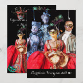 INVITATION ANTIQUE ITALIENNE PUPPETS MASQUERADE COSTUME PARTI (Devant / Derrière)
