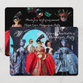 INVITATION ANTIQUE ITALIENNE PUPPETS MASQUERADE COSTUME PARTI (Devant / Derrière)