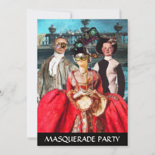 INVITATION ANTIQUE ITALIENNE PUPPETS MASQUERADE COSTUME PARTI