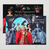 INVITATION ANTIQUE ITALIENNE PUPPETS MASQUERADE COSTUME PARTI (Devant / Derrière)