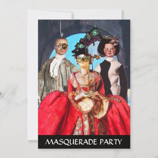 INVITATION ANTIQUE ITALIENNE PUPPETS MASQUERADE COSTUME PARTI (Devant)