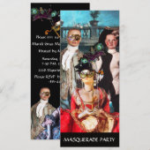 INVITATION ANTIQUE ITALIENNE PUPPETS MASQUERADE COSTUME PARTI (Devant / Derrière)