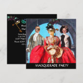 INVITATION ANTIQUE ITALIENNE PUPPETS MASQUERADE COSTUME PARTI (Devant / Derrière)