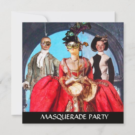 INVITATION ANTIQUE ITALIENNE PUPPETS MASQUERADE COSTUME PARTI (Devant)