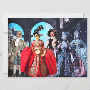 INVITATION ANTIQUE ITALIENNE PUPPETS MASQUERADE COSTUME PARTI