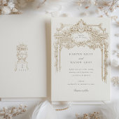 Invitation Antique Ivory Sepia Élégant Arc de Mariage