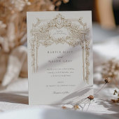 Invitation Antique Ivory Sepia Élégant Arc de Mariage